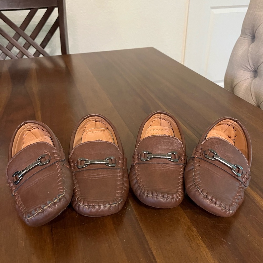 Brown Leather Loafers with Metal Detail